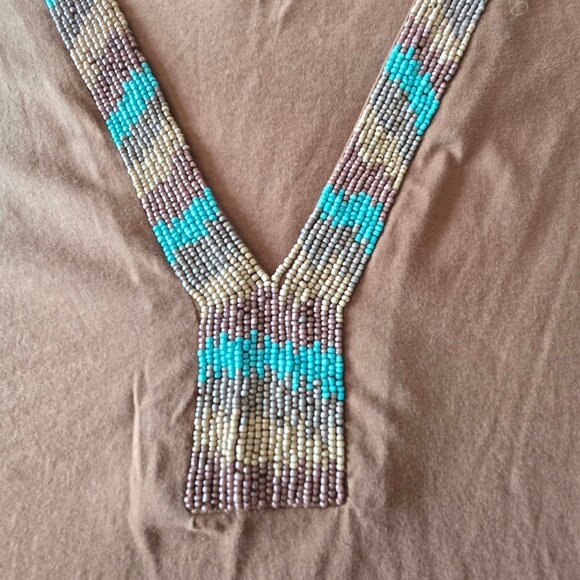 Women's Size Medium Ralph Lauren Beaded Short Sleeve V-Neck Pullover - Picture 4 of 9